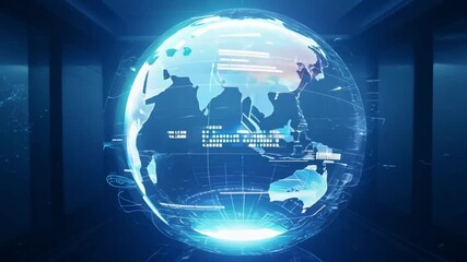 Leinwandbilder - This digital rendering of a globe with Africa highlighted in a blue room.