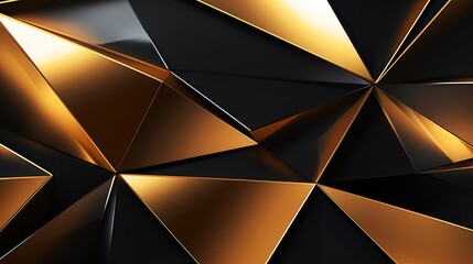 Canvas Print - A black and gold abstract design with sharp angles and triangles