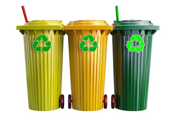 Poster - Colored recycling trash cans isolated on transparent background