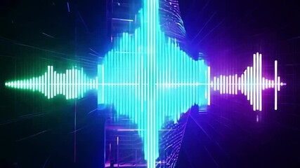 Poster - This Neon soundwave visualization with green, blue, and purple colors.