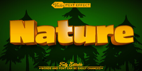 Wall Mural - Cartoon Orange Green Nature Vector Editable Text Effect Template