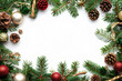 © S A F I Y A - Festive Christmas Border with Pine Cones and Ornaments
