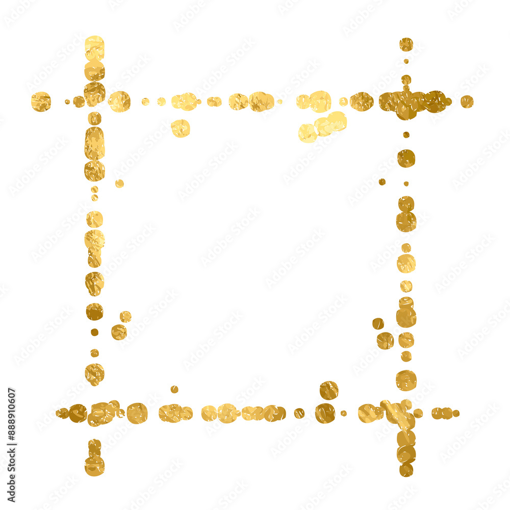 Golden thin frames. Gold square borders in art deco style. Gold yellow ...