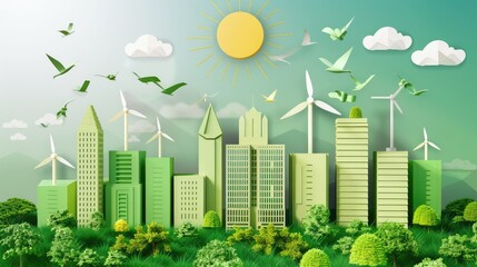 Poster - green city skyline