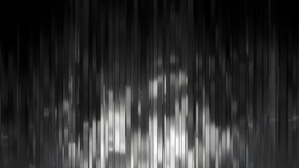 Wall Mural - Black and white digital glitch art background, stripes of dark grey with a subtle noise effect, creating a dark and mysterious atmosphere.