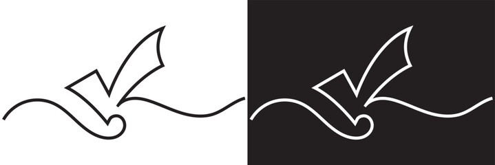 Wall Mural - continuous line drawing of checkmark. one continuous line tick. continuous line drawing of tick. che