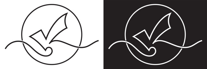 Wall Mural - continuous line drawing of checkmark. one continuous line tick. continuous line drawing of tick. che