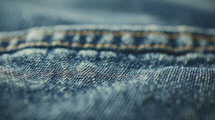 Poster - Close up image of denim texture with selective focus and blurred background