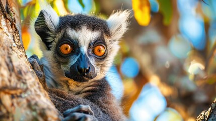 Sticker - Curious Ring-Tailed Lemur in the Forest