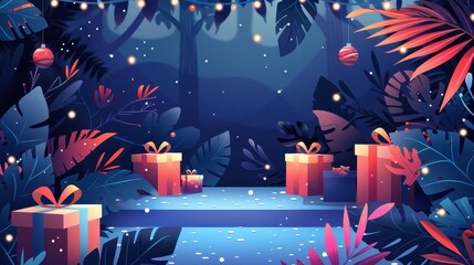 Wall Mural - Christmas Presents Under the Trees