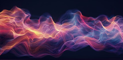 Canvas Print - Abstract Wavy Pink And Blue Lights On A Dark Background