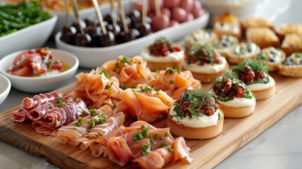 Wall Mural - A wide variety of appetizers with performances and elegant appetizers. Delicate and attractive