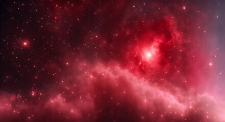 Wall Mural - Red nebula and stars in outer space 4k animation
