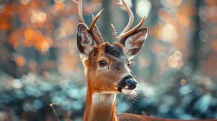 Sticker - Close-up Portrait of a Deer in a Forest