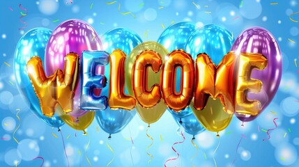 Wall Mural - colorful welcome party balloons illustration