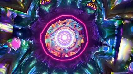 Fototapete - This Iridescent colors create a geometric pattern with a central light source.