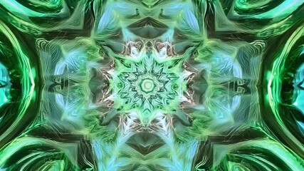 Fototapete - This Green and white geometric shapes create a kaleidoscope pattern.