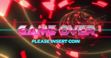 Sticker - Image of game over only text over neon tunnel on black background