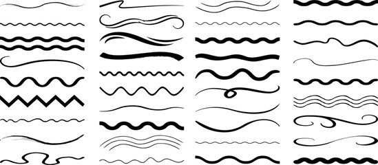 Wall Mural - wavy line illustration set, swirl decorative border vector design elements, curve, divider illustrat