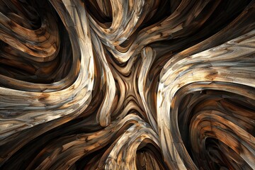 Wall Mural - infinite fractal wood background generative ai