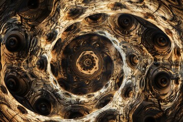 Wall Mural - infinite fractal wood background generative ai