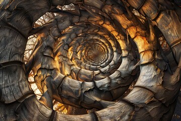 Wall Mural - infinite fractal wood background generative ai