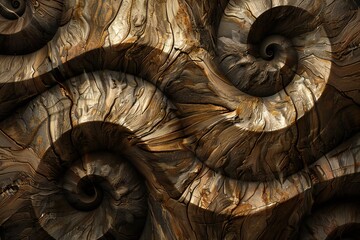 Wall Mural - infinite fractal wood background generative ai