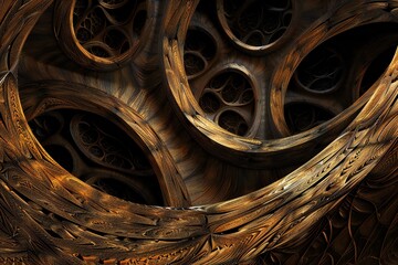 Wall Mural - infinite fractal wood background generative ai