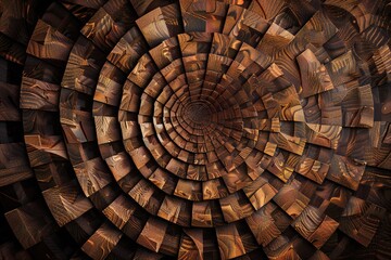 Wall Mural - infinite fractal wood background generative ai