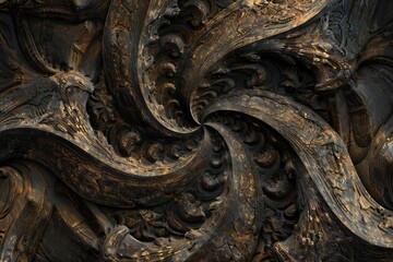 Wall Mural - infinite fractal wood background generative ai
