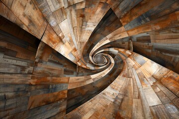 Wall Mural - infinite fractal wood background generative ai