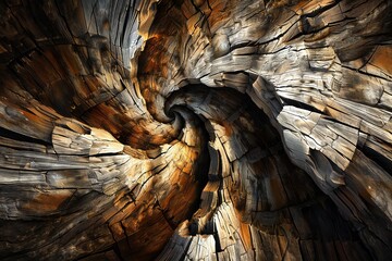 Wall Mural - infinite fractal wood background generative ai