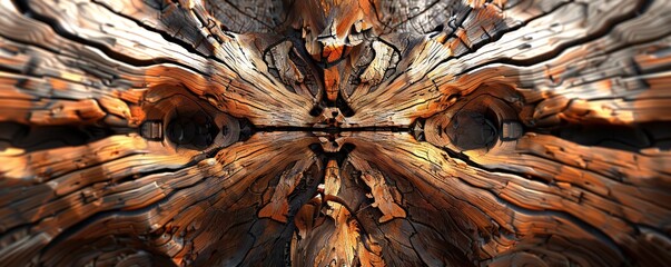 Wall Mural - Infinite fractal wood background Generative Ai