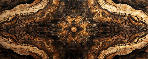 Wall Mural - infinite fractal wood background generative ai
