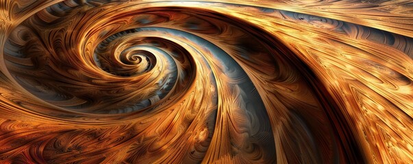 Wall Mural - Infinite fractal wood background Generative Ai