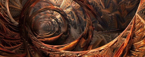 Wall Mural - infinite fractal wood background generative ai