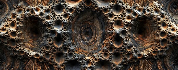 Wall Mural - infinite fractal wood background generative ai
