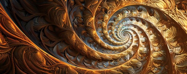 Wall Mural - infinite fractal wood background generative ai