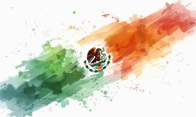 Wall Mural - Abstract grunge watercolor painted flag of Mexico. Template for national holiday background.