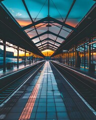 Wall Mural - train station background