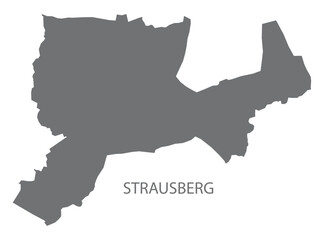 Sticker - Strausberg German city map grey illustration silhouette shape