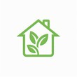 © Taras Vykhopen - Design illustration of a green eco home logo icon. Template concept for an ecological home logo icon design. Modern eco smart house icon for use on websites, symbols, and logos