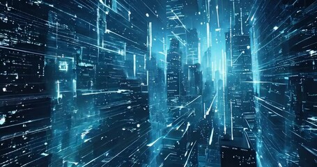 Futuristic digital smart city, digital information transfer, future technologies