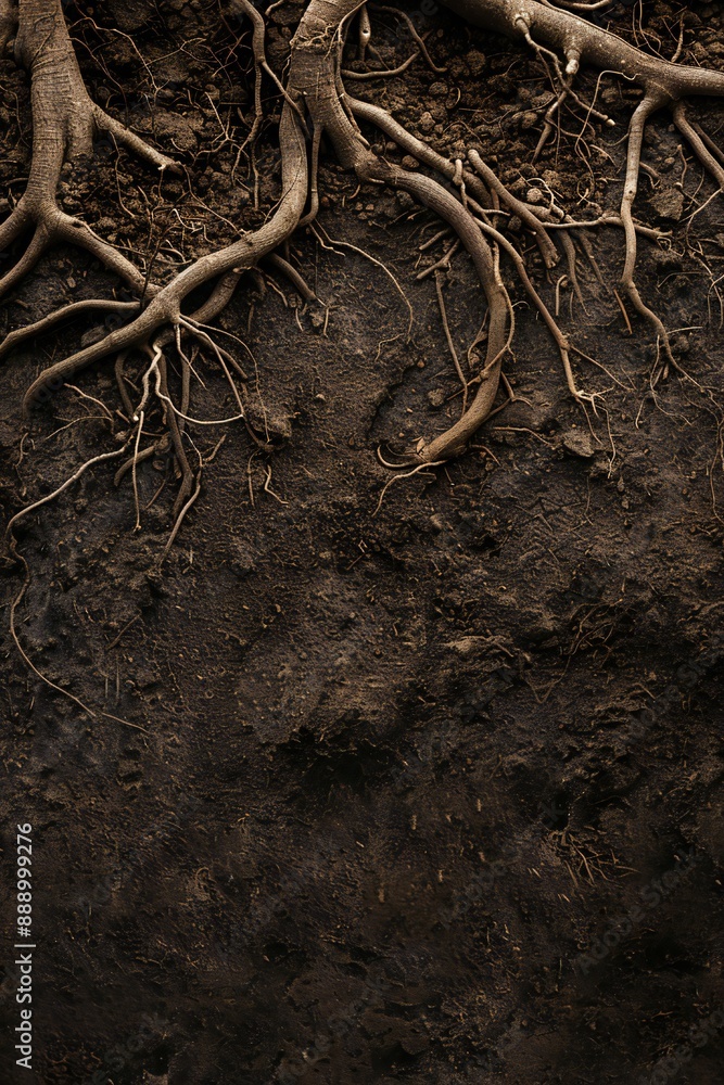 Empty Roots Underground image of tree roots growing in the soil, with empty copy ...