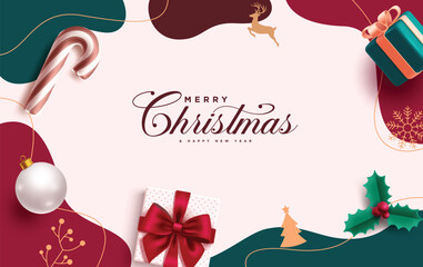 Wall Mural - merry christmas greeting vector background design. christmas greeting text in abstract colorful patt