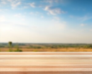 Canvas Print - Table wood empty Podium in big farm