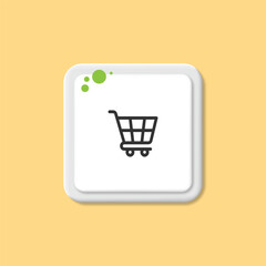 Wall Mural - shopping cart icon. 3d button with squares. vector illustration