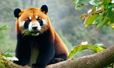 Canvas Print - Red Panda Sitting on a Branch