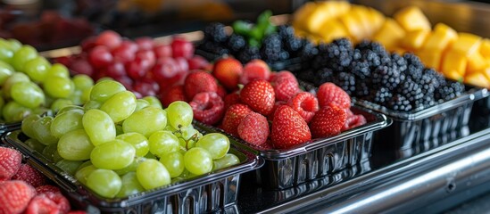 Sticker - Assortment of Fresh Fruits in Black Plastic Containers