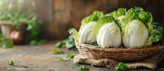 Poster - Fresh Napa Cabbage in a Wicker Basket